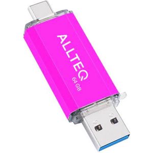 USB stick - Dual USB - USB C - 64 GB - Roze - Allteq