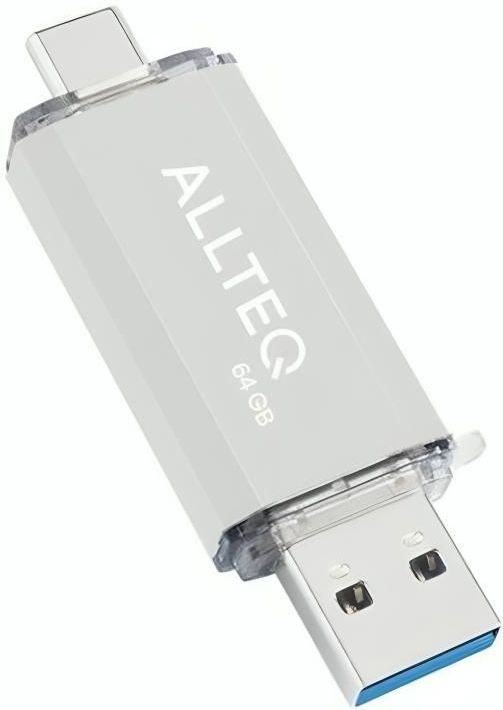 USB stick - Dual USB - USB C - 64 GB - Zilver - Allteq