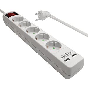 Steckdose - 5x Schuko 2x USB