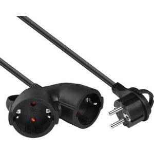 Allteq - Verlengsnoer - 2x Schuko - Zwart - 5 meter