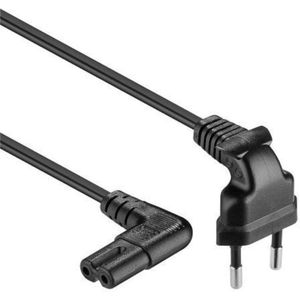 C7 apparaatsnoer Haakse C7 plug Haakse Euro stekker Zwart 2 meter Allteq