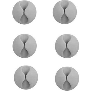 Allteq - Kabelclip - Zelfklevend - 6 stuks - Kabelhouder - Grijs