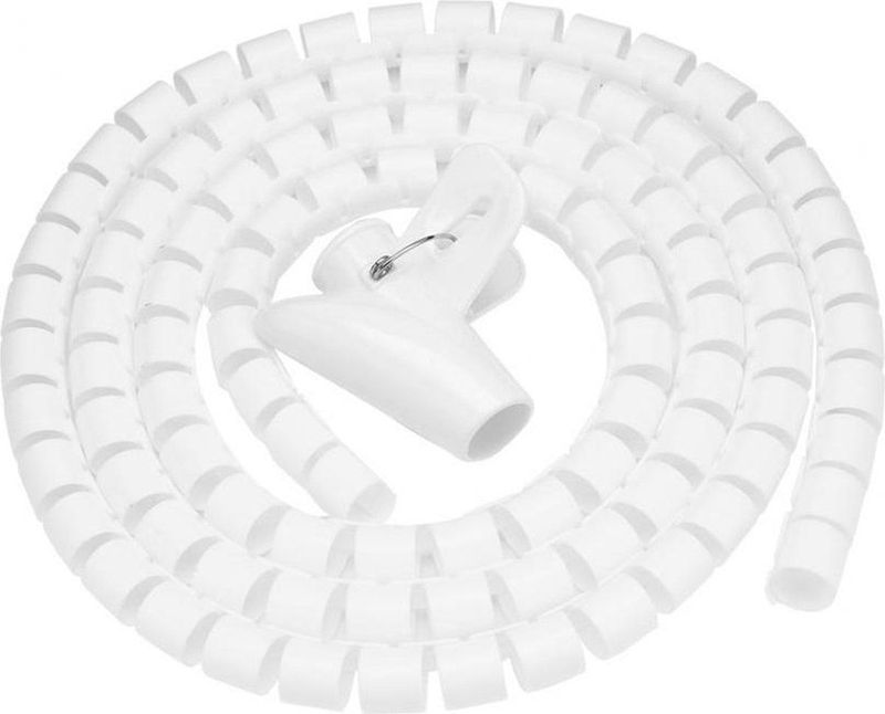 Allteq - Spiraalband - Kabelslang -  Met doorvoerhulp - Kabels wegwerken - 5 meter - Wit