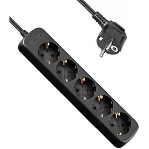 Allteq - 5-voudige Stekkerdoos - Zwart - Kunststof - 15 Meter Kabel