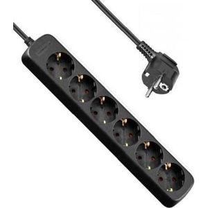 Allteq - 6-voudige Stekkerdoos - Zwart - Kunststof - 15 Meter Kabel