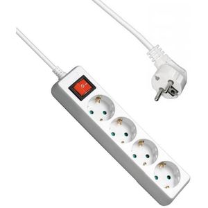 Allteq - Stekkerdoos met schakelaar - 4-voudig - 15 meter - Wit
