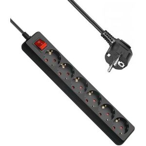 Allteq - Stekkerdoos - Zwart - 6-voudig - 15 meter