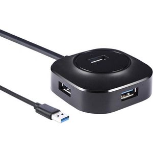 USB hub - 3.0 - SuperSpeed - Busgevoed - USB A - Zwart - 1 meter - Allteq