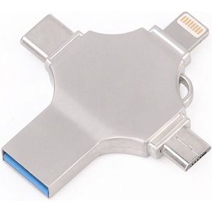 USB stick - 3.0 - 64GB - USB A - USB C - Micro USB - Lightning - Zilver - Allteq