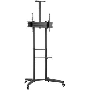 Yaheetech tv-standaard, mobiele standaard, universele tv-wagen, trolley met plank voor 32-65 inch LCD-LED, in hoogte verstelbaar, verrijdbaar, tot 50 kg