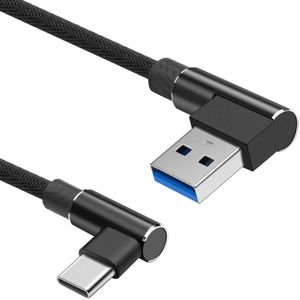 USB C laadkabel USB C naar USB A Nylon mantel 480 mb/ Zwart 3 meter Allteq