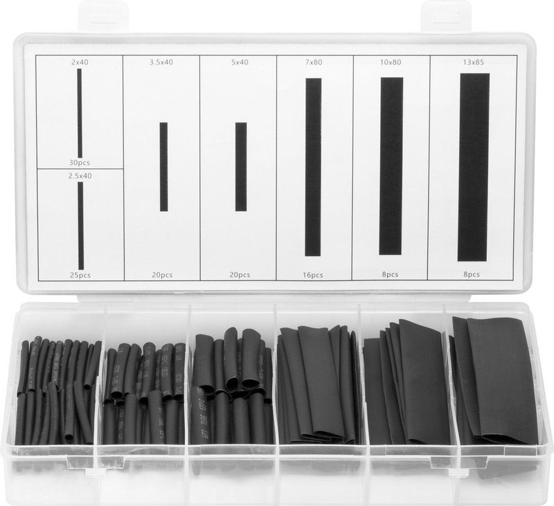 Set krimpkousen - 127-delig - Zwart - Allteq