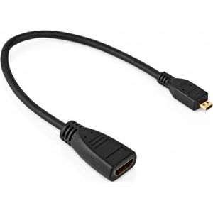 HDMI Micro naar HDMI A kabel - 1.4 High Speed met ethernet - Full HD@60Hz - Verguld - 0.2 meter - Zwart - Allteq