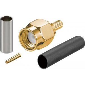 RP-SMA stekker - RG174 - RG316 - 50 Ohm - Krimp/Solderen - Goud - Allteq