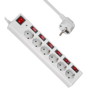 Allteq - 6-voudige Stekkerdoos - Wit - Kunststof - 1,5 Meter Kabel
