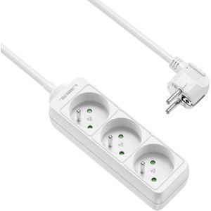 Allteq - Stekkerdoos met penaarde - 3-voudig - 1,5 meter - Wit