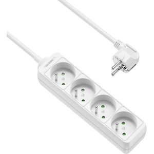 Allteq 4-voudige Stekkerdoos - Wit - Kunststof - 3 Meter Kabel