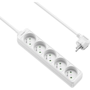 Allteq - 5-voudige Stekkerdoos - Wit - Kunststof - 1,5 Meter Kabel