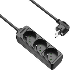 Allteq - 3-voudige Stekkerdoos - Zwart - Kunststof - 5 Meter Kabel