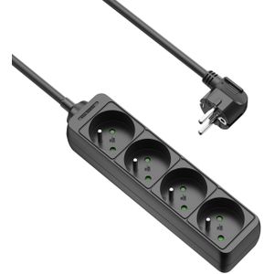 Allteq - 4-voudige Stekkerdoos - Zwart - Kunststof - 1,5 Meter Kabel