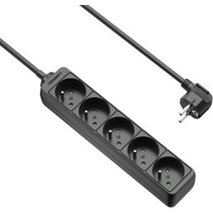 Allteq - 5-voudige Stekkerdoos - Zwart - Kunststof - 5 Meter Kabel