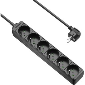 Allteq - 6-voudige Stekkerdoos - Zwart - Kunststof - 1,5 Meter Kabel