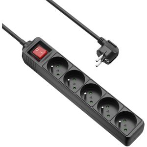 Allteq - 6-voudige Stekkerdoos - Zwart - Kunststof - 1,5 Meter Kabellengte