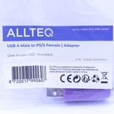 Allteq - USB naar PS/2 Verloopstekker - Paars - 5 Jaar Garantie
