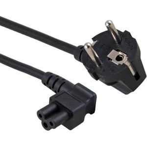 Schuko naar C5 apparaatsnoer - Haaks - 2 meter - Zwart - Allteq