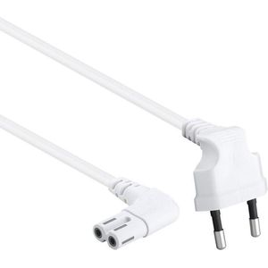 C7 apparaatsnoer Haakse C7 plug Haakse Euro stekker Wit meter Allteq