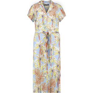 Expresso - Ellison - Jurk - Lichtblauw, Wit, Beige, Mosterdgeel, Oranje - Viscose