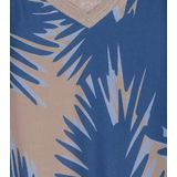 Eefje - T-shirt - Blauw - Beige - Viscose en Linnen - Korte Mouwen