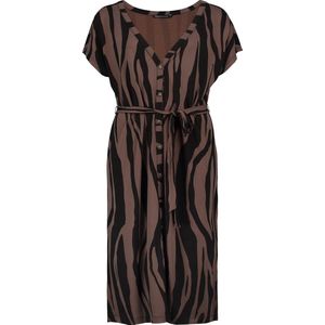 Expresso - Gaia - Jerseyjurk - Zwart en Bruin - Modal en Polyester Mix