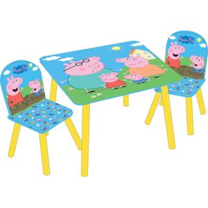 Peppa Pig Houten kindertafel met 2 stoeltjes - Roze