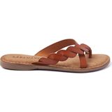 Lazamani - Ava Leren Dames Slippers Tan