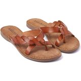 Lazamani - Ava Leren Dames Slippers Tan