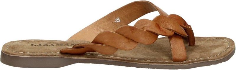 Lazamani - Ava Leren Dames Slippers Tan