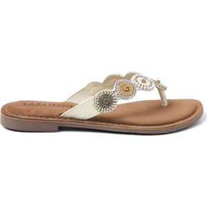 Lazamani Luna Leren Dames Slippers Off-White Maat 37