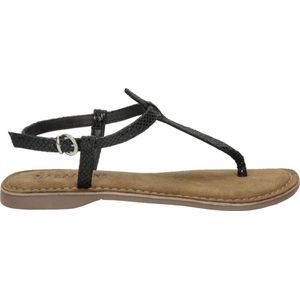 Lazamani - Anna Leren Dames Sandalen Black