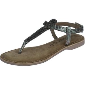 Lazamani - T-Strap Sandal - Sandalen - Pewter - Leer - Verstelbaar