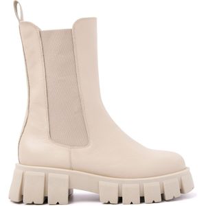 Lazamani Dames Chelsea Boots 55.084 Ecru | Beige | Leer | Maat 38 | LA55084ecru