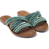Lazamani - Marlin Leren Dames Slippers Aqua