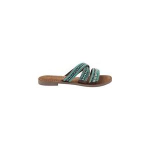 Lazamani - Marlin Leren Dames Slippers Aqua