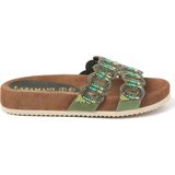 Lazamani  Slippers Dames  Groen  Leer