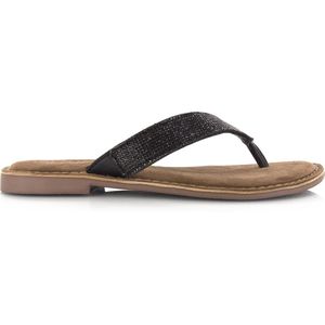 Lazamani - Ilja Leren Dames Slippers Black