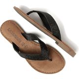 Lazamani - Ilja Leren Dames Slippers Black