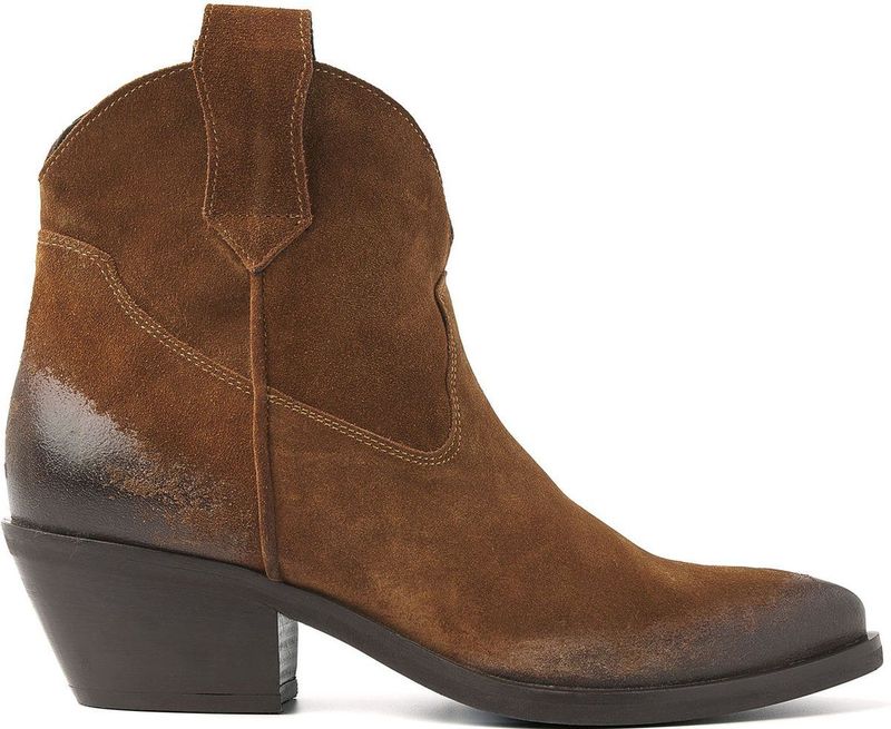 Lazamani - Gigi Dames Enkellaarsjes Suede Cognac
