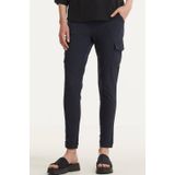 TQ-Amsterdam High Waist Slim Fit Cargobroek Karin van Travelstof Donkerblauw