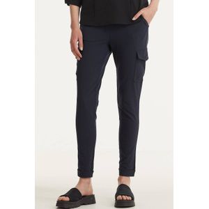 TQ-Amsterdam High Waist Slim Fit Cargobroek Karin van Travelstof Donkerblauw