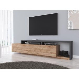 Meubella - TV-Meubel Bello - Eiken - Antraciet - 219 cm